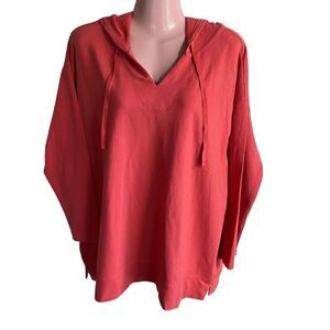 T by Talbots Knit Hoodie Sweater Women's Plus  Size X Pink Pullover Cotton NEW